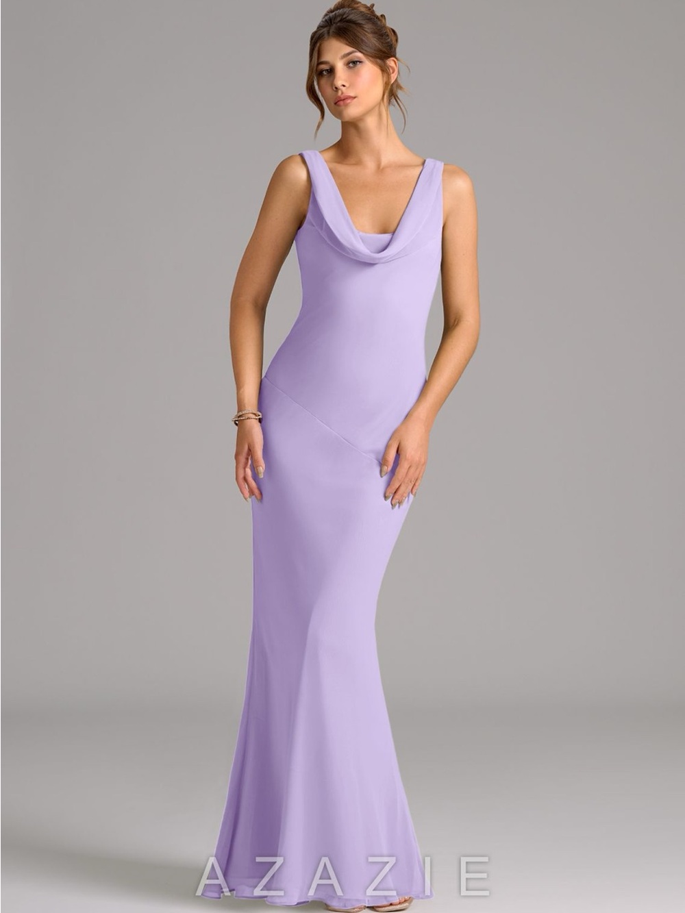 Azazie Lilac Cowl Neck Maxi Dress